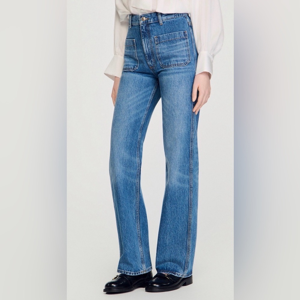 Sandro Mid Wash FLARED FADED JEANS 30